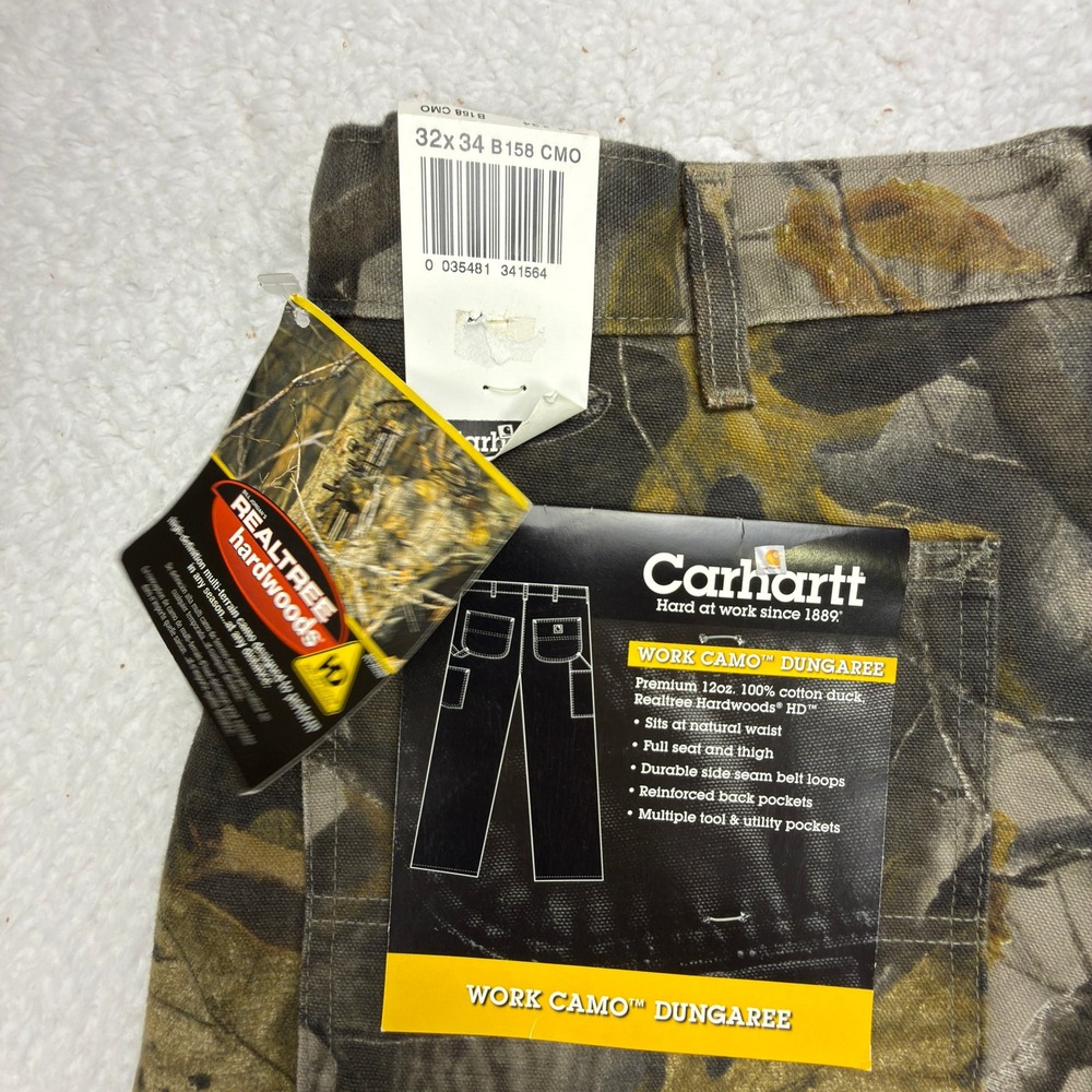 Carhartt Work Camo Dungaree Fit Pants Mens 32x34 B158 CMO Camo NWT Hardwoods